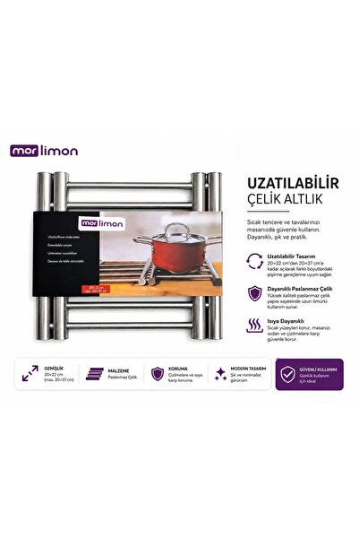 MİKRA Nihale Çaydanlık Tencere Altılığı Uzatılabilir Çelik Altlık