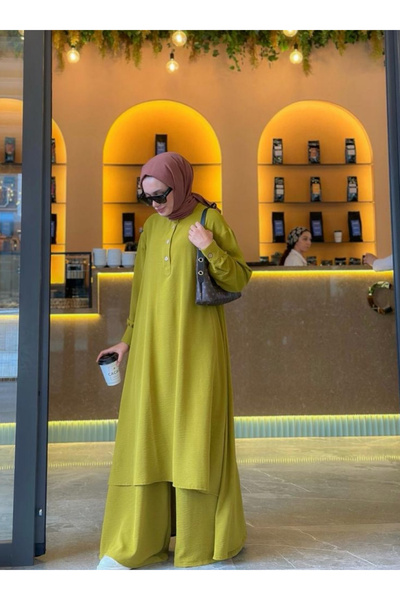 Modanurseda Kadın Salaş Tesettür Pantolonlu Takım Umreye Uygun Büyük Beden