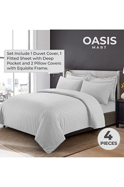 Generic 4-Piece Luxury King Size Striped Bedding Set – Duvet Cover 220×240 cm...
