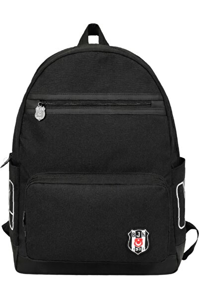 Beşiktaş Licensed Black Faux Leather Detailed Backpack - 1903 Embroidered Sch...