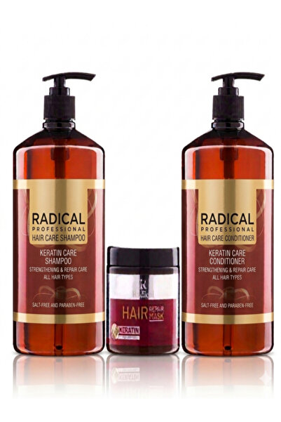 Radical Keratin Özlü Bakım Şampuanı 1000 Ml + Saç Kremi 1000 ml + Saç Maskesi...