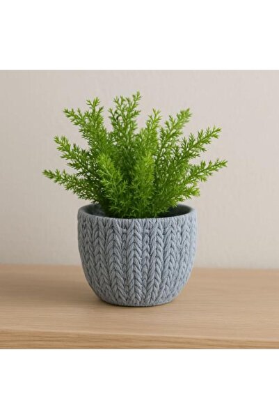Generic Decorative pot with knitting design – light gray