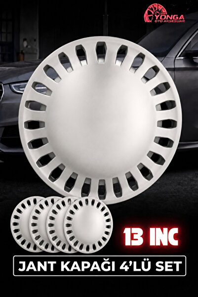 YONGA OTO AKSESUAR RENAULT 12 TOROS 13 İnç Jant Kapağı 4'lü Set Gümüş + 4 Amb...