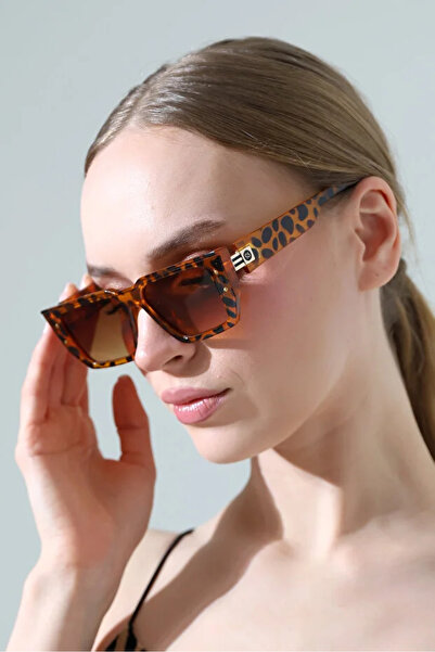 Violon Women's Leopard Body Brown Glass Sunglasses