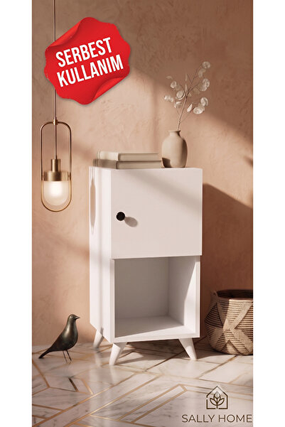 Sally Home SALLY Kapaklı Modern Dikey Başucu Sehpası Depolama Alanlı Komodin ...