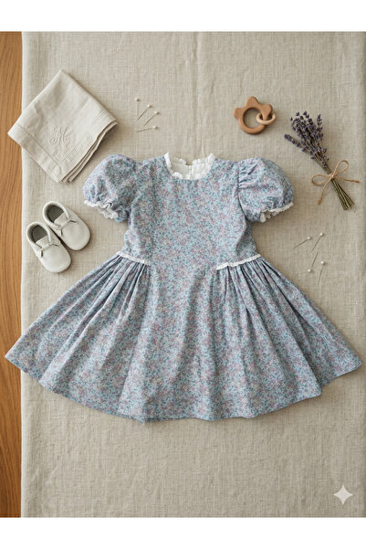 MAMARADUGA 100% Organic Cotton Girls' Floral Patterned Dress - Lined
