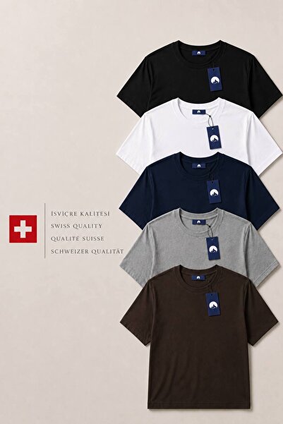 Nord Saga Swiss Quality 5-Piece Premium Basic Cotton T-Shirt Set Black, White...
