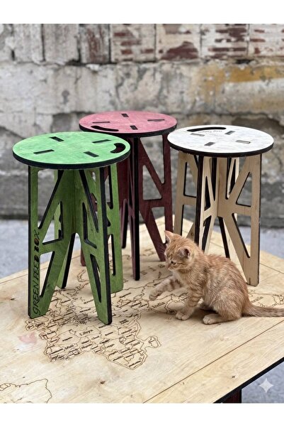 GreenFeedBox Modern Heritage Akıllı Geçmeli Modüler Ahşap Tabure Kamp Oturumu...