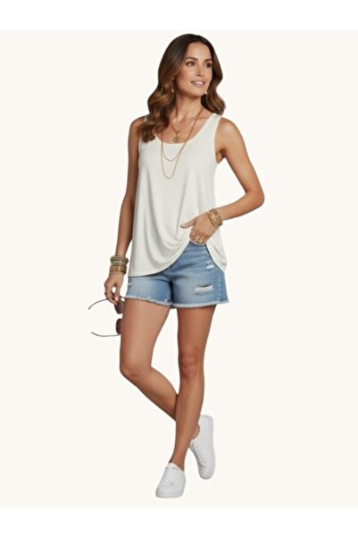 MODA Women's Round Neck Thick Strap Bell Cut Athlete T-Shirt