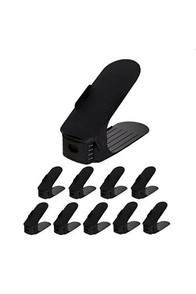 PROCART Set of 10 shoe organizers, adjustable height, plastic, black