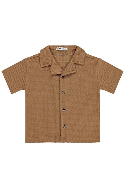 Civil Boys Square Textured Holiday Collar Shirt for 2-5 Years Old - Brown