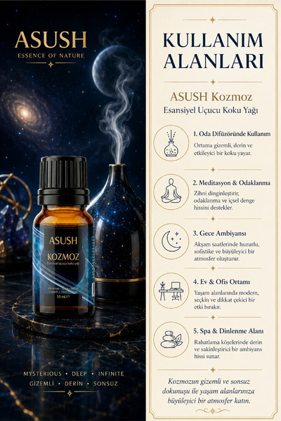 ASUSH Kozmoz Esansiyel Yağ 10 ML – Mistik, Derin ve Kalıcı Ortam Kokusu