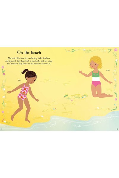 Usborne Little Sticker Dolly Dressing Summer Fun – Carte de activități cu autocolante pentru copii de 4+ ani