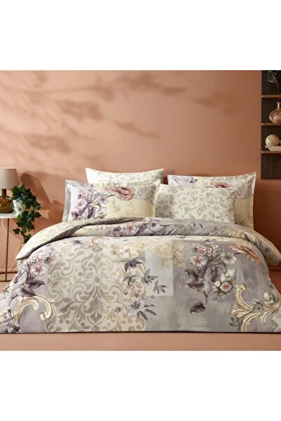 Taç 6-piece satin double bed linen, Tac DELUX Digital Glaum floral design