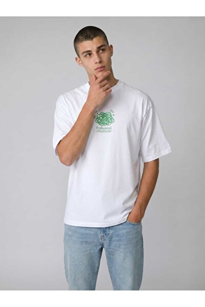 Coredra Overthinker Oversize Fit Men's T-Shirt - White - C101