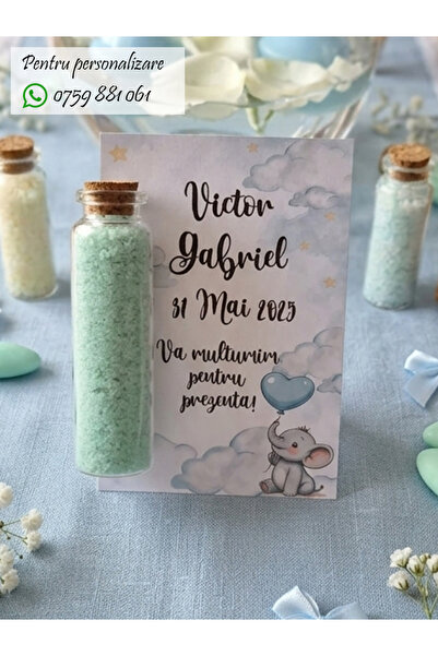 OEM Baptism certificate, bath salt bottle, Top Bottom Set of 8 pieces, model 04