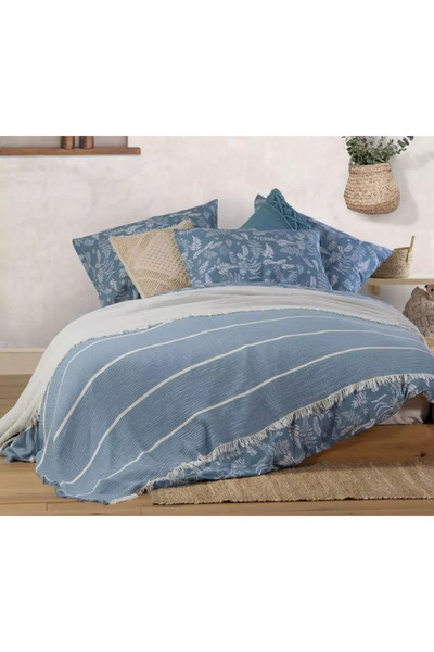 Nef Nef Homeware Βαμβακερή Διπλή Κουβέρτα Μπλε Κόσμος Nef Nef