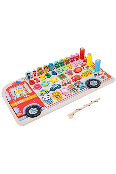 OEM Placa logaritmica multifunctionala Montessori, Masina de Pompieri, 3 ani+