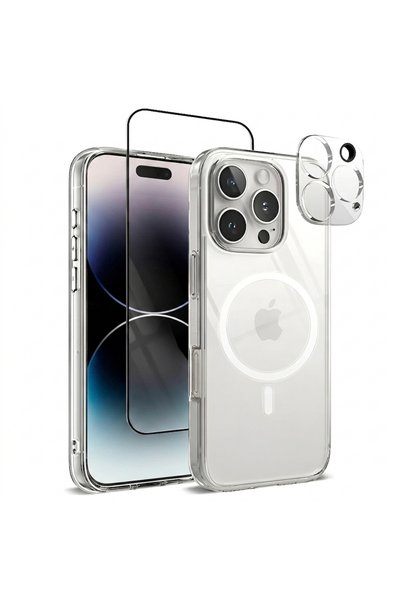 O Ozone (3 in 1) Magnetic Case for iPhone 14 Pro Max with Tempered Glass Scre...