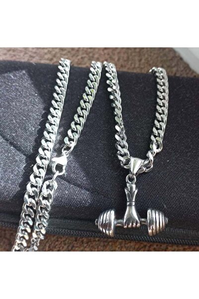 Mihasem Lant si Medalion INOX otel inoxidabil model haltera