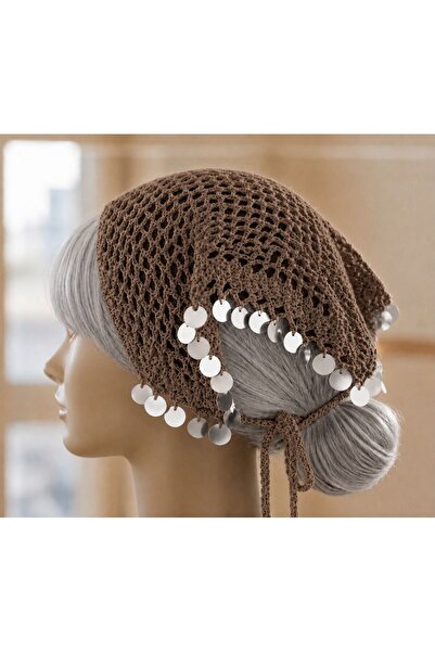 Vipfoni Hair-Refreshing Sequined Mesh Hand-Knitted Bandana