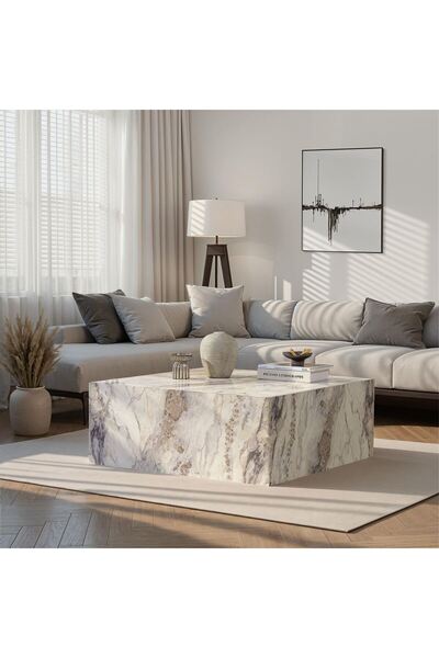 Rani Mobilya Rani Home Orta Sehpa Frezya Mermer Desenli 90Cm AB-5280