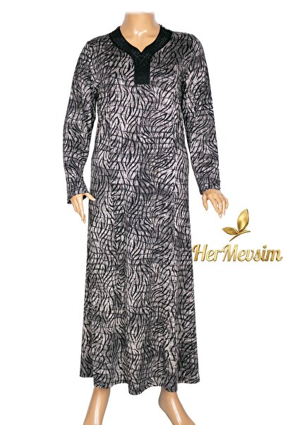HESNA Women's Demet Plus Size Black Dress with Cups Pattern 9