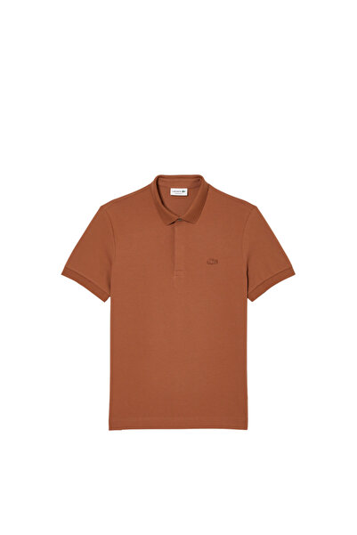 Lacoste تي شيرت بولو بني اللون للرجال من باريس بقصة عادية PH5522.SIX