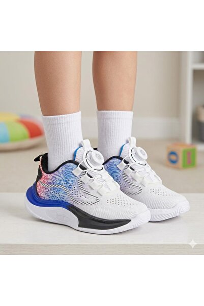 bambino kids shoes حذاء رياضي للأطفال ذكي مزود بنظام قفل ذكي، أبيض وأزرق، منا...