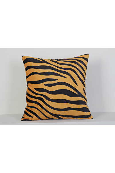 NisanurTerzi Hardal Siyah Zebra Desenli Dekoratif Kırlent Kılıfı Modern Tasarım