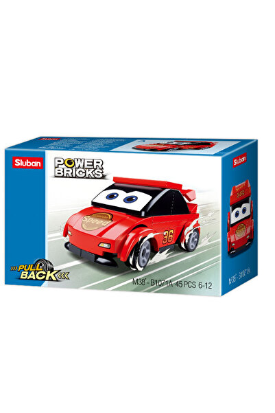 OEMS 🧱 🚗   Cartoon Car Assembly with Red Rear Pull 45 Pieces