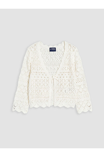 LC Waikiki Rmz Gi̇yi̇m Farki̇yla Openwork Knitwear Cardigan for Girls