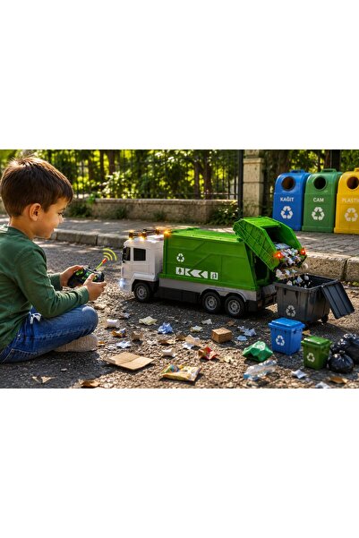 merytoys Işıklı Uzaktan Kumandalı Çöp Kamyonu Hareketli Kasa Eğitici Oyuncak