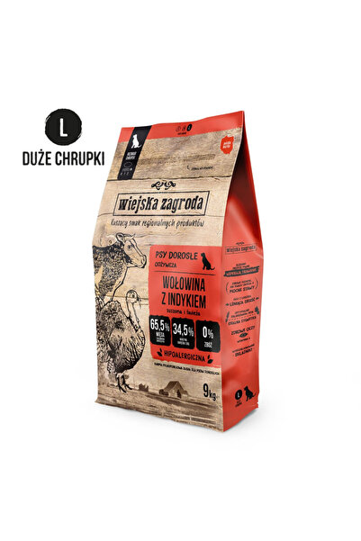 Wiejska Zagroda Carne de vită cu curcan (adult) L 9kg