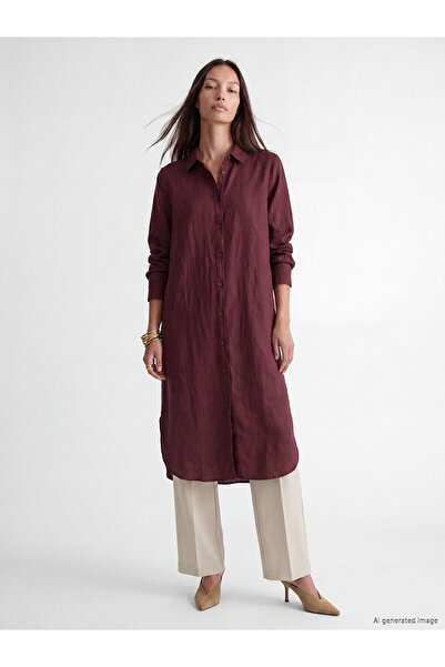 LC Waikiki YK PLUS FARKIYLA Oversize 100% Λινό Γυναικείο Πουκάμισο Τουνίκ