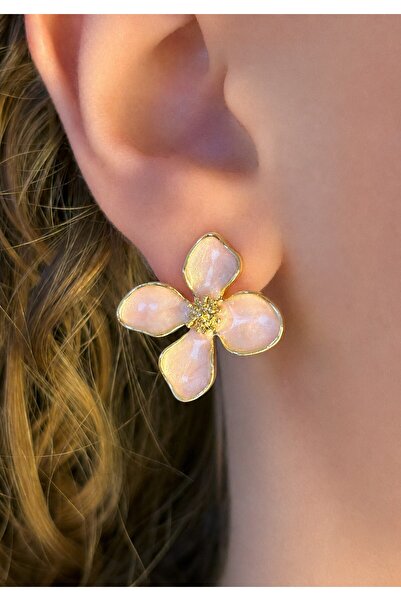 Nilly Jewelry Pembe Sedefli Çiçek Küpe