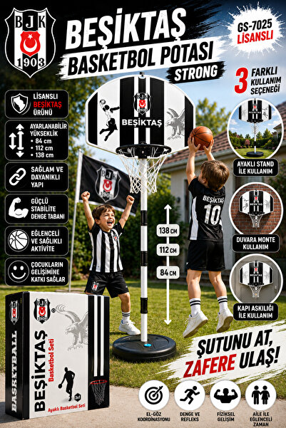 AVESSA Lisanslı BJK-3035 Beşiktaş Basketbol Potası Strong - 3 Boyda Farklı Ku...