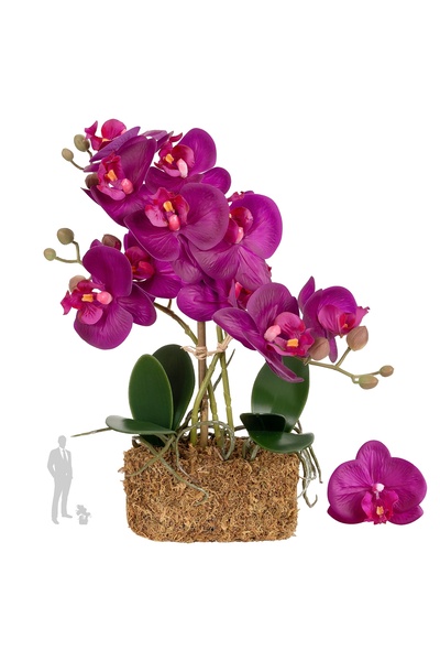 Roberto Rossi Orhidee artificiala mov cu aspect H35 cm cu 3 tulpini
