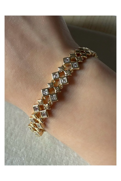 PALICE Xuping zircon stone geometric square detailed bracelet