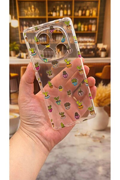 Vip Case Redmi Note 14 Pro 4G Uyumlu Kaktüs Desenli Şeffaf Darbe Emici Kamera...