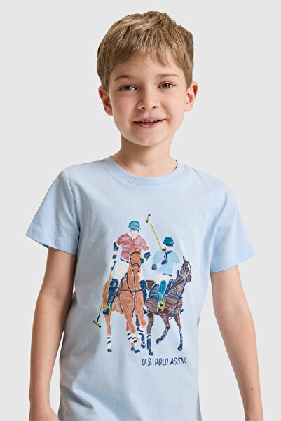 U.S. Polo Assn. Erkek Çocuk Açık Mavi Bisiklet Yaka Tişört 50327028-VR003