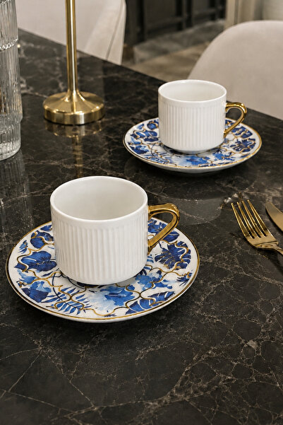 N Concept Royal Bloom 24K Gold Plated 2-Piece Premium Coffee Cup Set