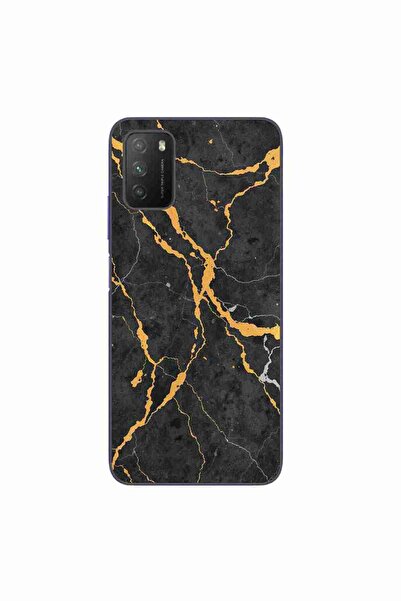 OEM Case compatible with Xiaomi Poco M3 Silicon Gel Tpu Model Noir Gold Marble