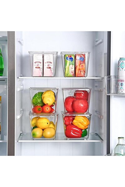 Arabest 6 PCS Clear Fridge Organizers and Storage Bins, with Lids,BPA Free, S...