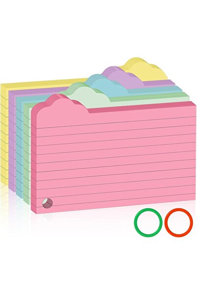 Arabest 125 Sheets Cloud Note Wide Ruled Notepads Flashcards, 5 Colours, Stud...
