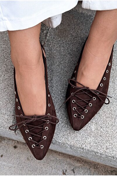 I Love Shoes حذاء باليه نسائي من Liska بلون بني حار من الجلد السويدي