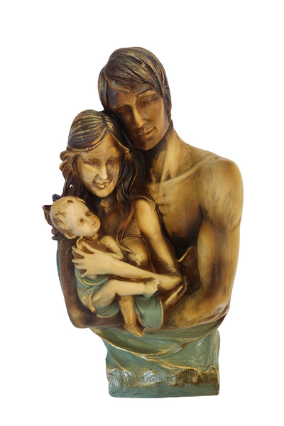 Gloss Art Premium El Boyaması Aile Heykeli Dekoratif Biblo Anne Baba Çocuk Fi...