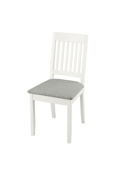 IKEA döşemeli ahşap sandalye, beyaz-tibbleby bej gri