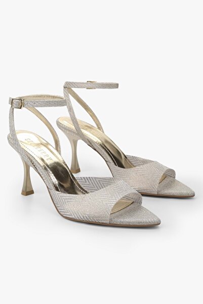 Shoeberry Women's Arel Gold Glitter Heeled Shoes