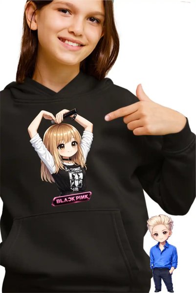 OEM Hanorac Copii Fete BlackPink Lisa Heart Love Kpop